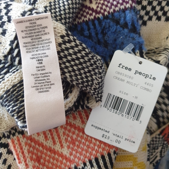 Free People Patchwork Sweater Dress in Cream Multi Combo Sz XS - Picture 8 of 14